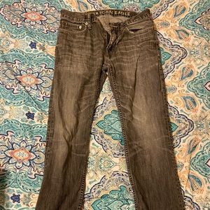28/30 Black Slim Straight Jeans - American Eagle
